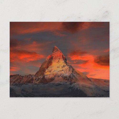 Iconic Alpine Mountain Matterhorn at Sunset Postcard