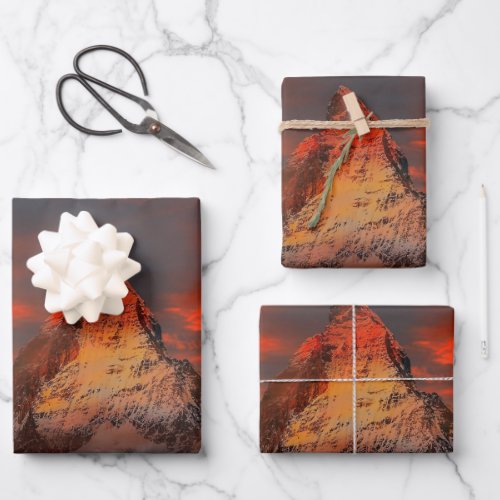 Iconic Alpine Mountain Matterhorn at Sunset Poster Wrapping Paper Sheets