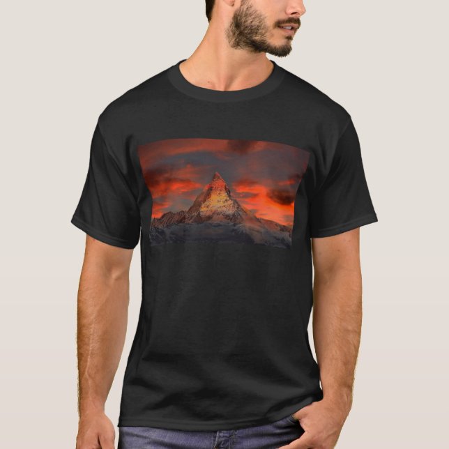 Iconic Alpine Mountain Matterhorn at Sunset T-Shirt (Front)