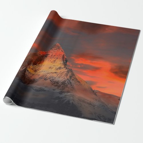 Iconic Alpine Mountain Matterhorn at Sunset Wrapping Paper