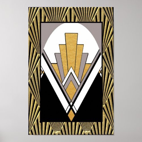 Iconic Art Deco Poster Gold gray and black Poster