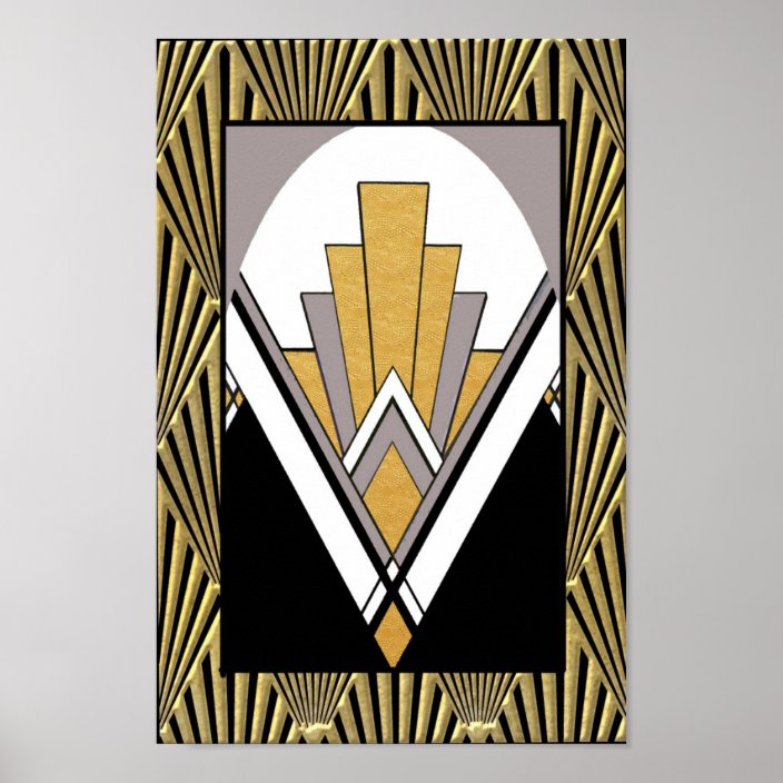 Iconic Art Deco Poster. Gold, gray and black. Poster | Zazzle.com