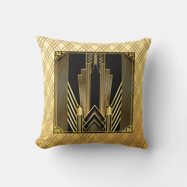 Iconic Art Deco Throw Pillow (Front)