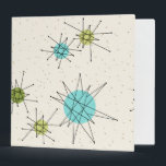 Iconic Atomic Starbursts Binder<br><div class="desc">This Iconic Atomic Starbursts Binder pattern features iconic atomic starbursts. That’s right! The old school, cream colored background with gold speckles is the perfect backdrop for the vibrant turquoise, soothing celery, and kitschy pear green colored circles. The spots of color are sporadically placed in various sizes with overlaying black V...</div>
