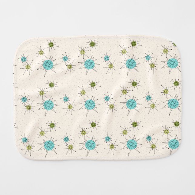 Iconic Atomic Starbursts Burp Cloth (Front Horizontal)