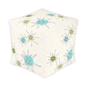 Iconic Atomic Starbursts Cube Pouf