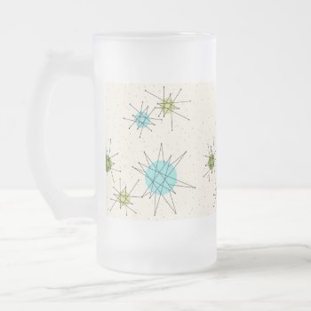 Iconic Atomic Starbursts Frosted Glass Mug by StrangeLittleOnion at Zazzle