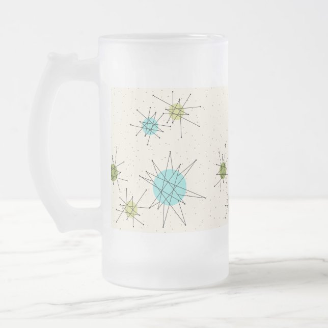 Iconic Atomic Starbursts Frosted Glass Mug (Left)