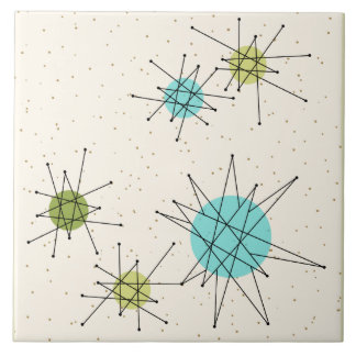 Iconic Atomic Starbursts Large Ceramic Tile
