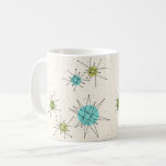 Iconic Atomic Starbursts Mug<br><div class="desc">This Iconic Atomic Starbursts Mug pattern features iconic atomic starbursts. That’s right! The old school, cream colored background with gold speckles is the perfect backdrop for the vibrant turquoise, soothing celery, and kitschy pear green colored circles. The spots of color are sporadically placed in various sizes with overlaying black V...</div>