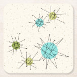 Iconic Atomic Starbursts Paper Coasters<br><div class="desc">This Iconic Atomic Starbursts Paper Coaster pattern features iconic atomic starbursts. That’s right! The old school, cream colored background with gold speckles is the perfect backdrop for the vibrant turquoise, soothing celery, and kitschy pear green colored circles. The spots of color are sporadically placed in various sizes with overlaying black...</div>