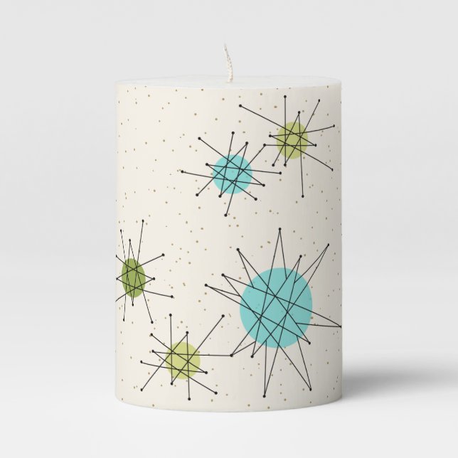 Iconic Atomic Starbursts Pillar Candle (Front)