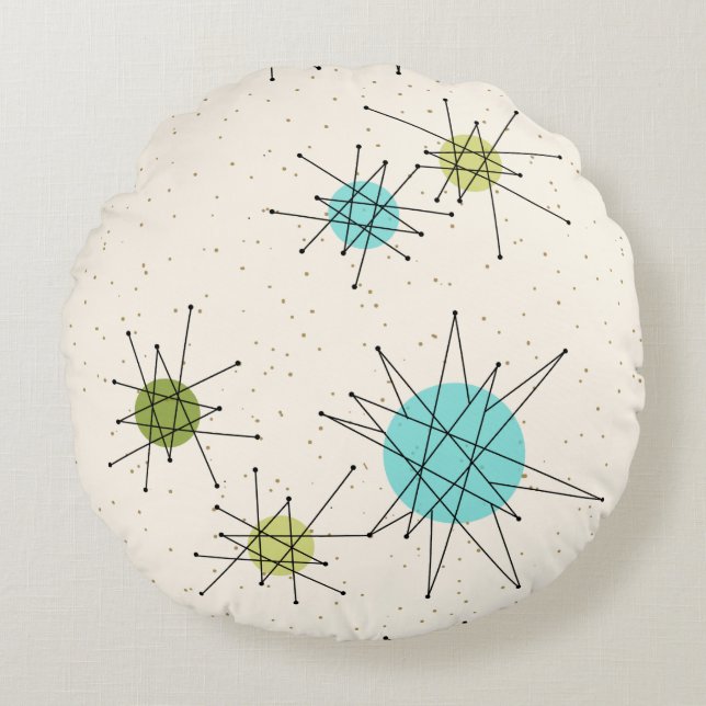 Iconic Atomic Starbursts Round Pillow (Front)