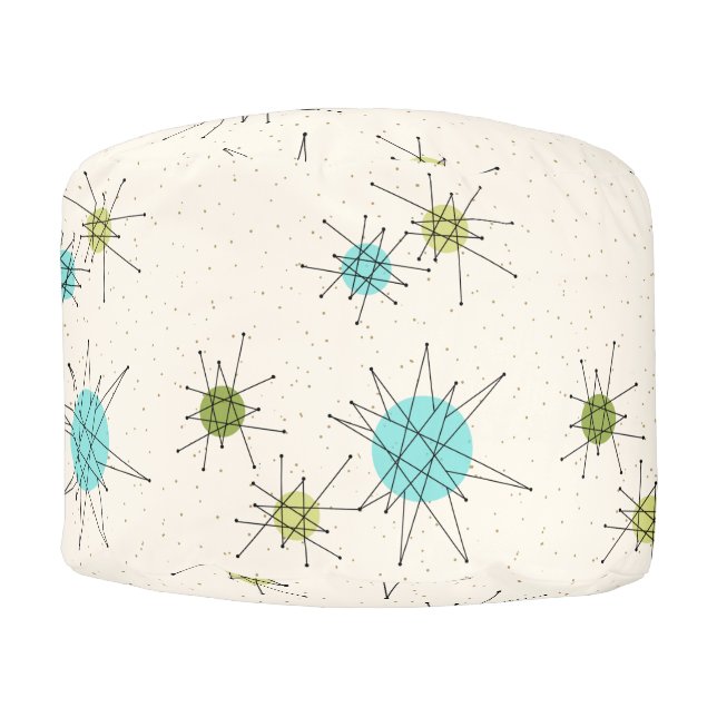 Iconic Atomic Starbursts Round Pouf (Front)
