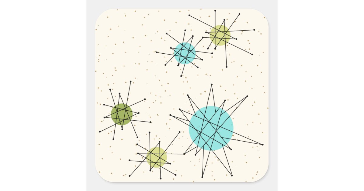 Iconic Atomic Starbursts Square Stickers | Zazzle.com