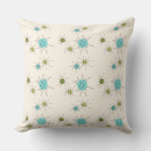 Iconic Atomic Starbursts Throw Pillow (Front)