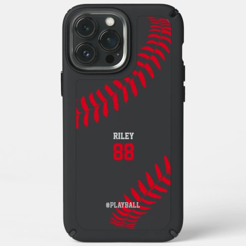 Iconic Baseball Initials Hashtag Playball Grey Speck iPhone 13 Pro Max Case