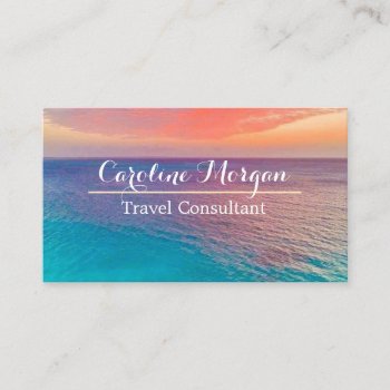 Iconic Beach Scene Travel Agent Consultant  Business Card by ArtShopPoland at Zazzle