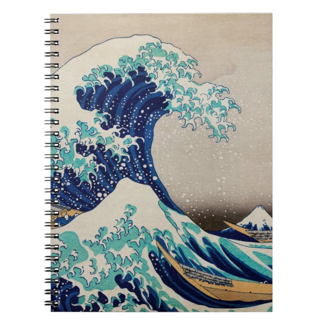 Iconic Blue Great Wave Japanese Art Notebook (Front)