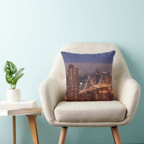 Iconic Brooklyn Bridge New York City Throw Pillow