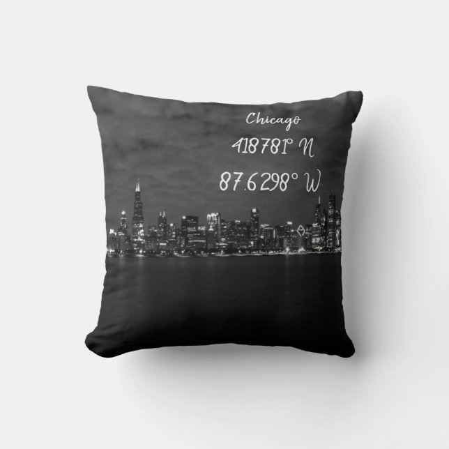 Iconic Chicago Skyline Coordinates Throw Pillow (Front)