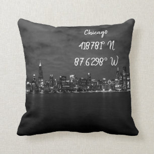 Iconic Chicago Skyline Coordinates Throw Pillow