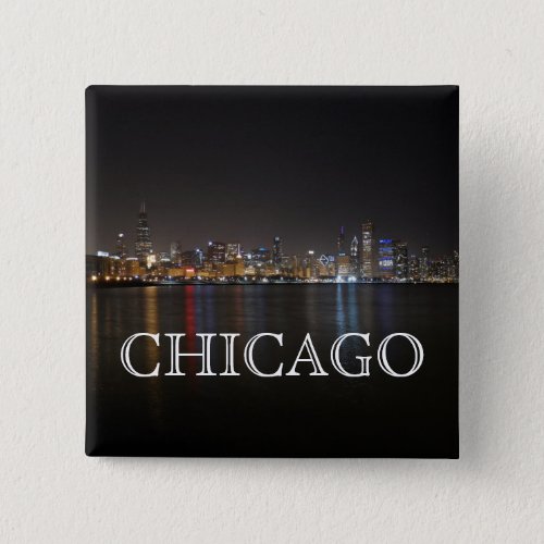 Iconic Chicago Skyline over Lake Michigan Button
