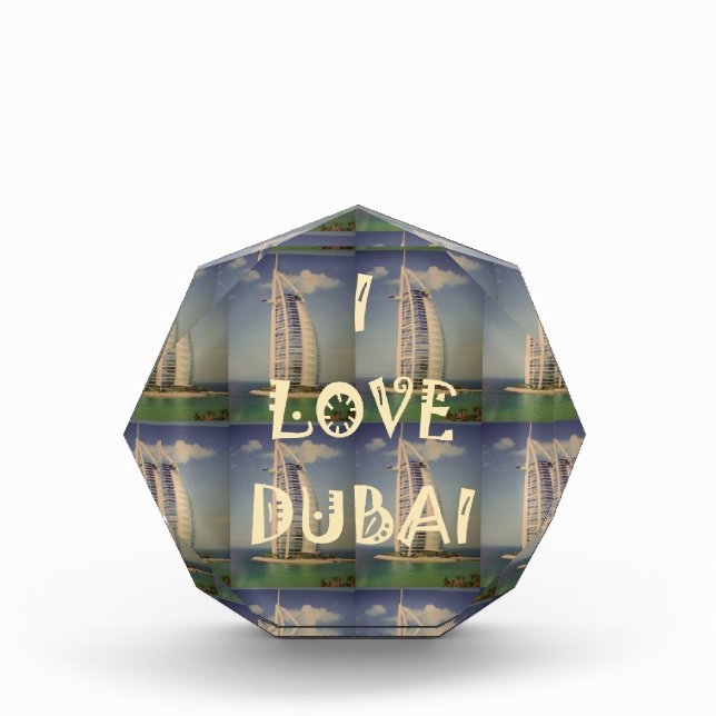 Iconic Dubai: "I Love Dubai" Vector Graphic design Acrylic Award (Front)