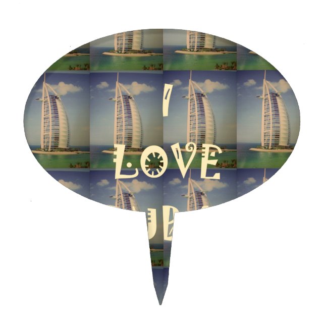 Iconic Dubai: "I Love Dubai" Vector Graphic design Cake Topper (Front)