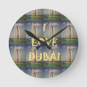 Iconic Dubai: "I Love Dubai" Vector Graphic design Round Clock