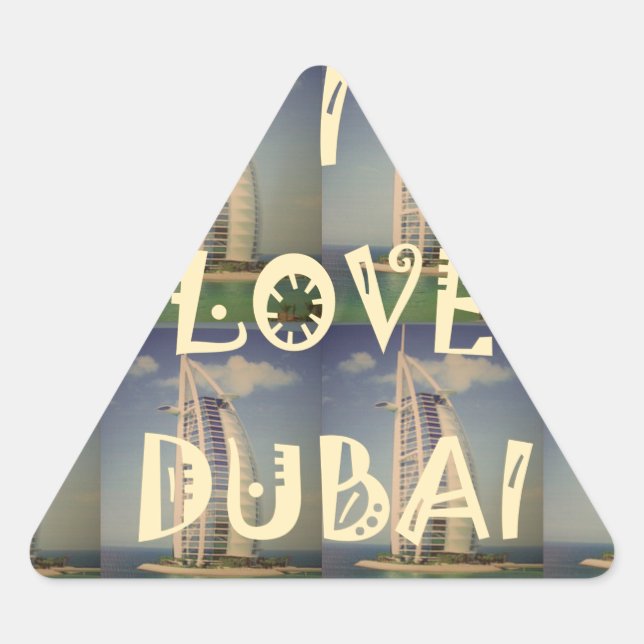 Iconic Dubai: "I Love Dubai" Vector Graphic design Triangle Sticker (Front)
