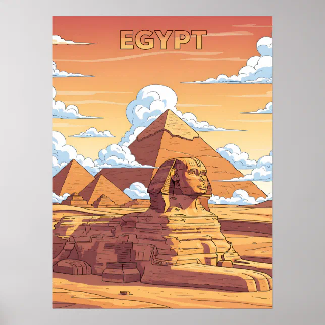 Iconic Egyptian pyramids and sphinx Poster | Zazzle