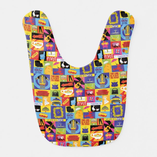 Iconic FRIENDS™ Pattern Baby Bib (Front)
