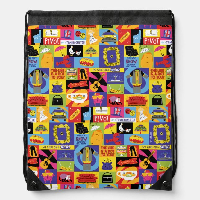 Iconic FRIENDS™ Pattern Drawstring Bag (Front)