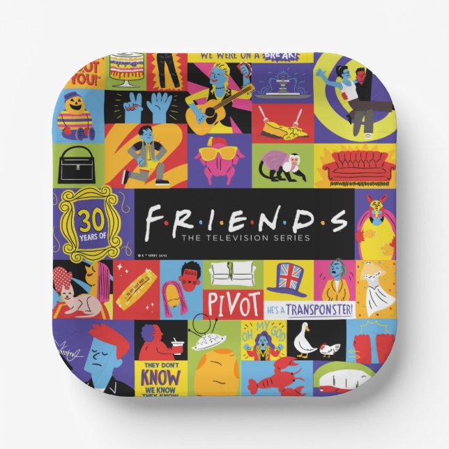 Iconic FRIENDS™ Pattern Paper Plates (Front)