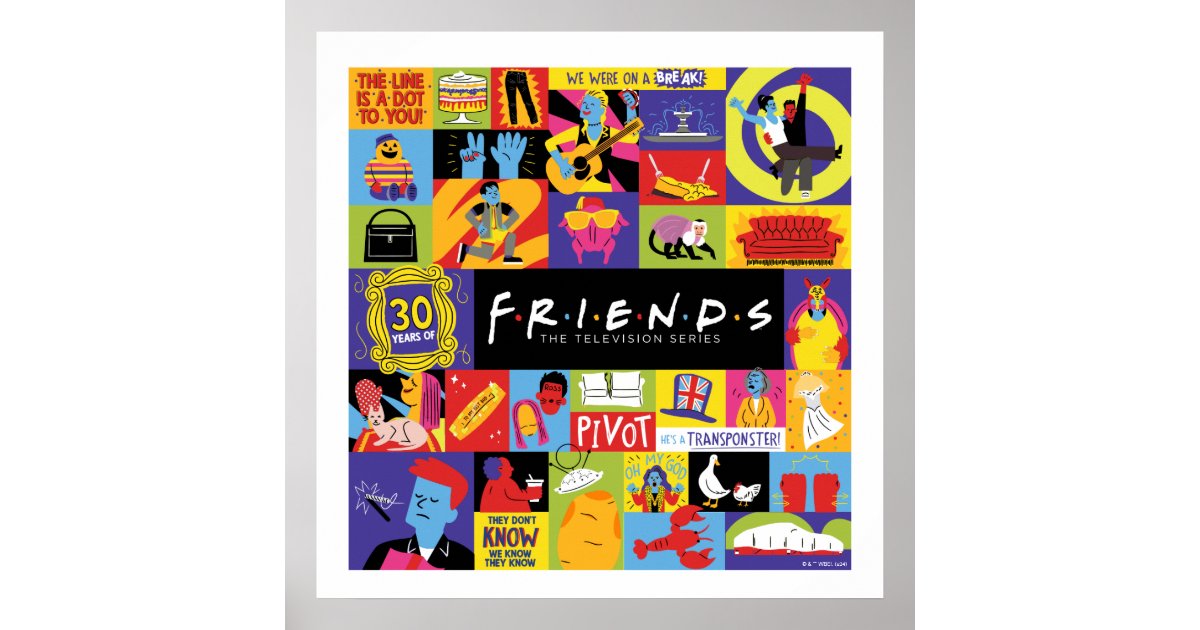 Iconic FRIENDS™ Pattern Poster | Zazzle