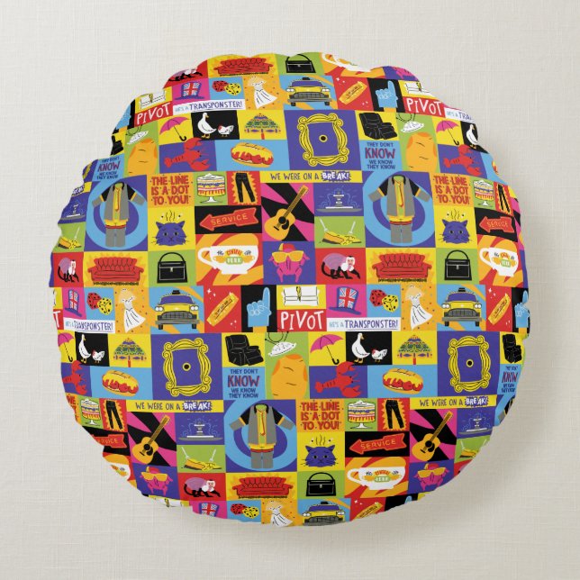 Iconic FRIENDS™ Pattern Round Pillow (Front)