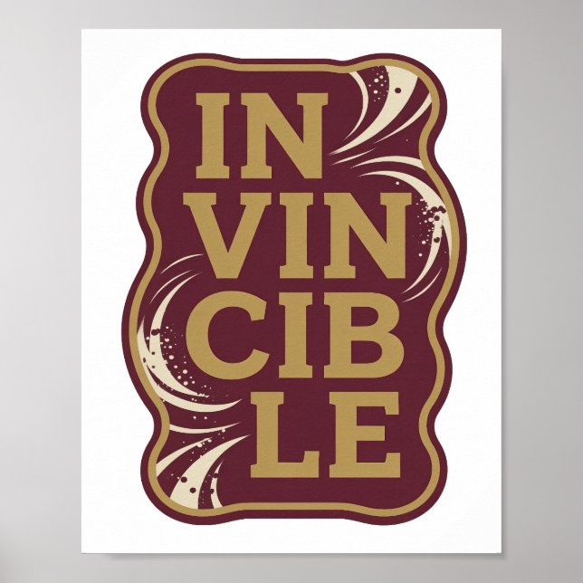 Iconic Gold INVINCIBLE Statement Design Poster (Front)