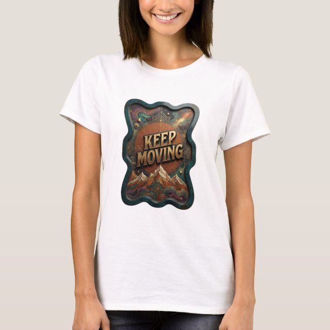 Iconic Gold KEEP MOVING Statement Tee (Front)