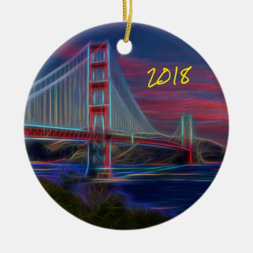 Iconic Golden Gate Bridge Ceramic Ornament