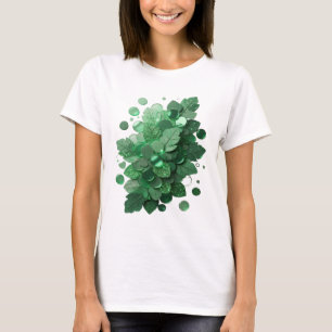 Iconic Green GREEN LEAVES AND GLITTERY COINS T-Shirt