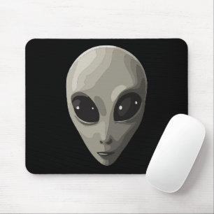 Iconic Grey Alien Face   Sci-Fi UFO Extraterrestri Mouse Pad