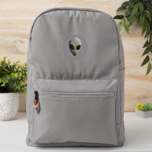 Iconic Grey Alien Face | Sci-Fi UFO Extraterrestri Patch (On Backpack)