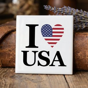 Iconic "I ❤️ USA" Ceramic Accent Tile