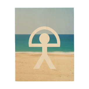 Iconic Indalo Man on Beach Design Wood Wall Art
