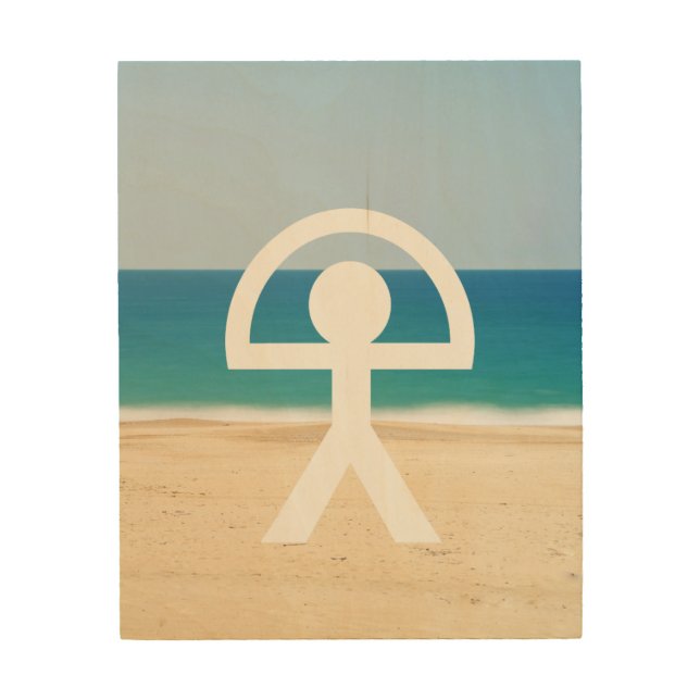 Iconic Indalo Man on Beach Design Wood Wall Art (Front)