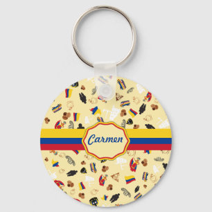 Iconic items from Colombia with flag Keychain