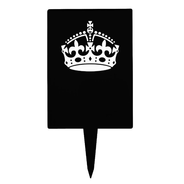 Iconic Keep Calm Crown on Black Cake Topper (Front)