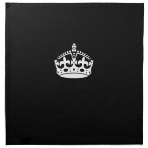 Iconic Keep Calm Crown on Black Cloth Napkin