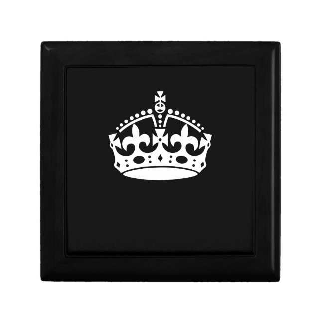 Iconic Keep Calm Crown on Black Gift Box (Front)